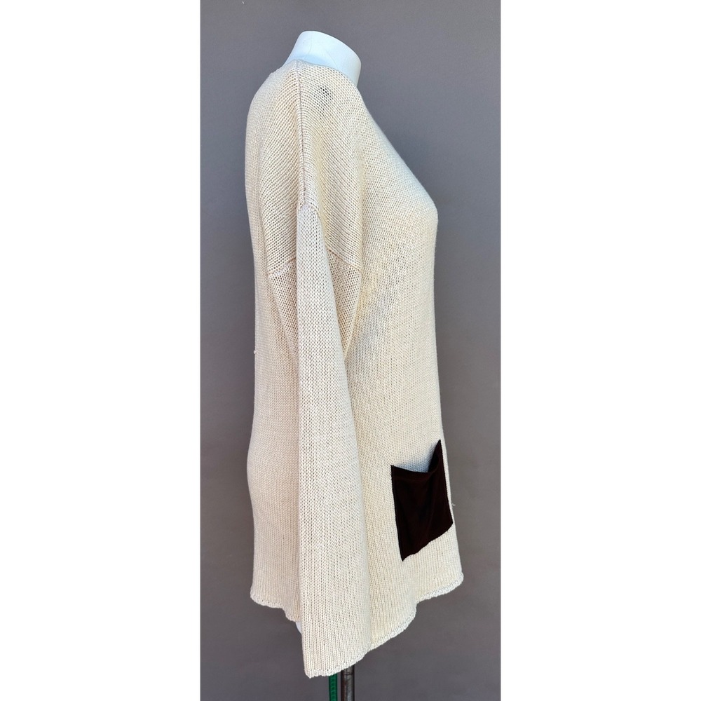 Soft Surroundings Women's Size Large Oatmeal Tunic Sweater Long Sleeve Pocket - Picture 4 of 11